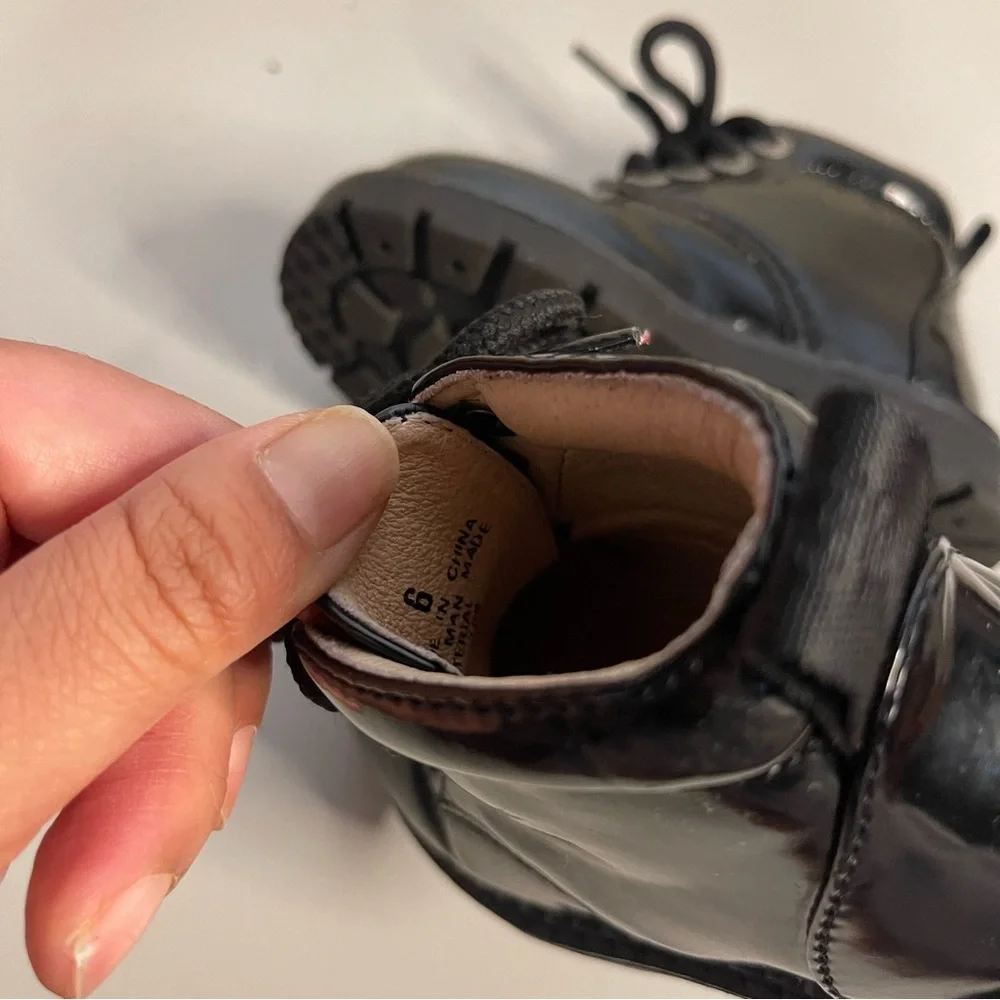 Gymboree Vintage Colorful Tag Black Combat Boots - Picture 8 of 8